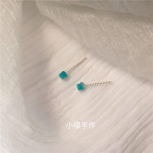 包邮天然天河石几何足银养耳礼物