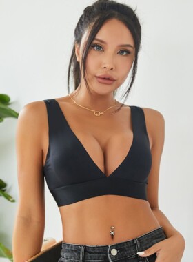 Women's Seamless Plunge Bra Deep V-Neck Wireless 无痕文胸女V