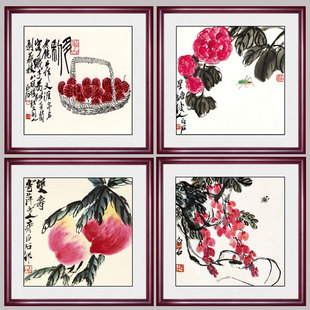 中式齐白石客厅餐厅玄关装饰画卧室沙发背景墙壁画走廊过道挂画芯