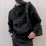 Y335/特P68控98秋季痞帅小伙连帽设计工装立体口袋高级感卫衣黑首，男装工装外套，星座305B