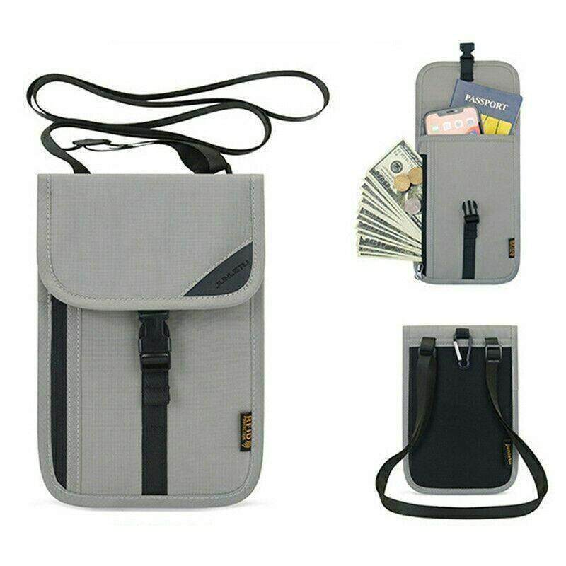 RFID Passport ID Bag Travel Multi-Functional Hanging Neck Sm