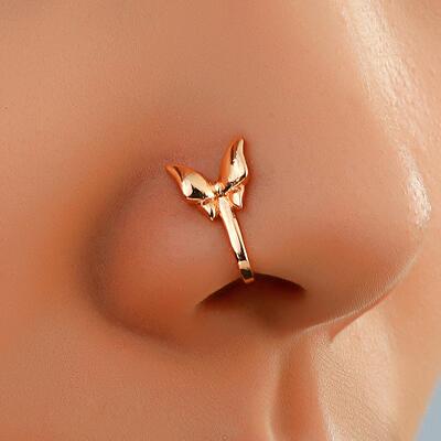Perforation free U-shaped micro spider butterfly nose ring