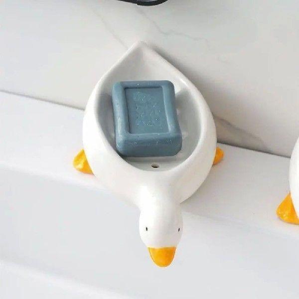 Cute Yellow Duck Shape Soap Dish Durable Bathroom Kitchen