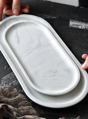 White marble ceramic storage tray oval oval dessert plate