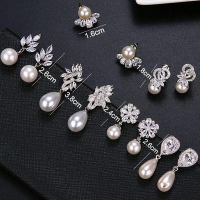All Type Imitation Pearl Drop Earrings with Cubic Zirconia