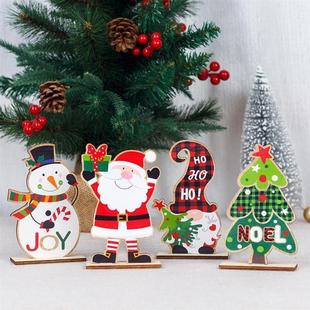 Snowman and Figures Christmas Decor摆件 Wooden Table Santa