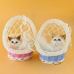 Hanging Doll Basket Plush Rabbit Stuffed Kitten Cats
