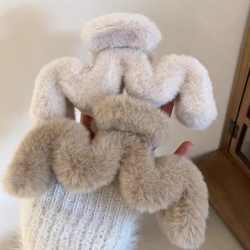 Grab clip color wave hair clip female plush shark clip