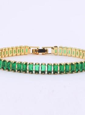 Green Shiny Charm CZ Tennis Bracelet for Women Crystal Zirco