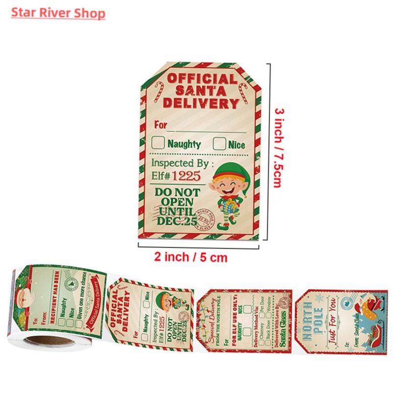 50-200pcs Merry Christmas Gift Tags Santa Claus Labels Stick
