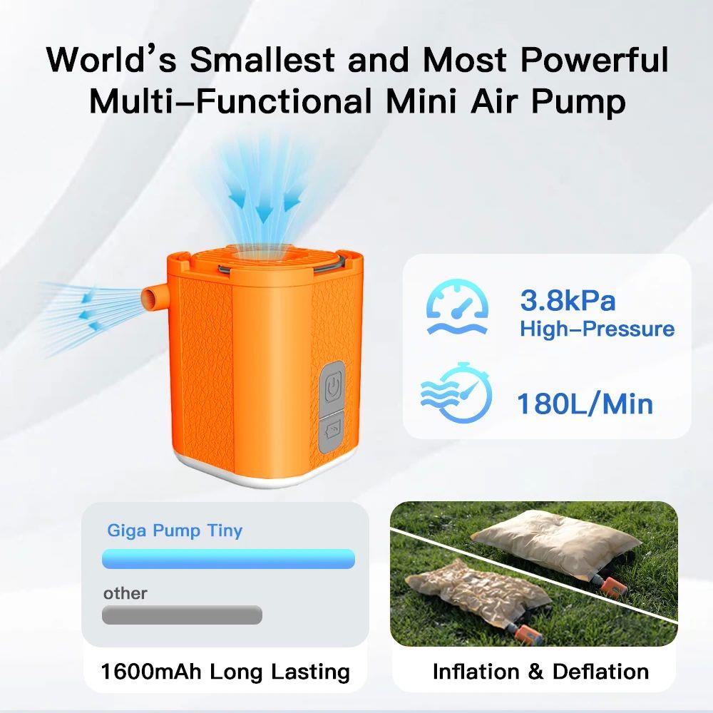 Aerogogo GIGA PUMP TINY: 3-in-1 Mini Pump Portable Inflator