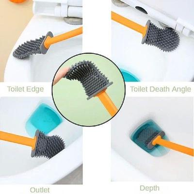 Long Handle Silicone Flat Toilet Brush with Shell Shape