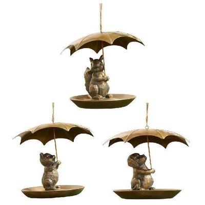 Squirrel/Cat/Dog Animal Bird Feeder with Umbrella Metal