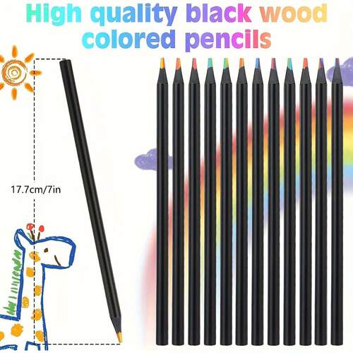 12/24/36/48Pcs 7 Colors Rainbow Pencils 3.3mm Colored Pencil