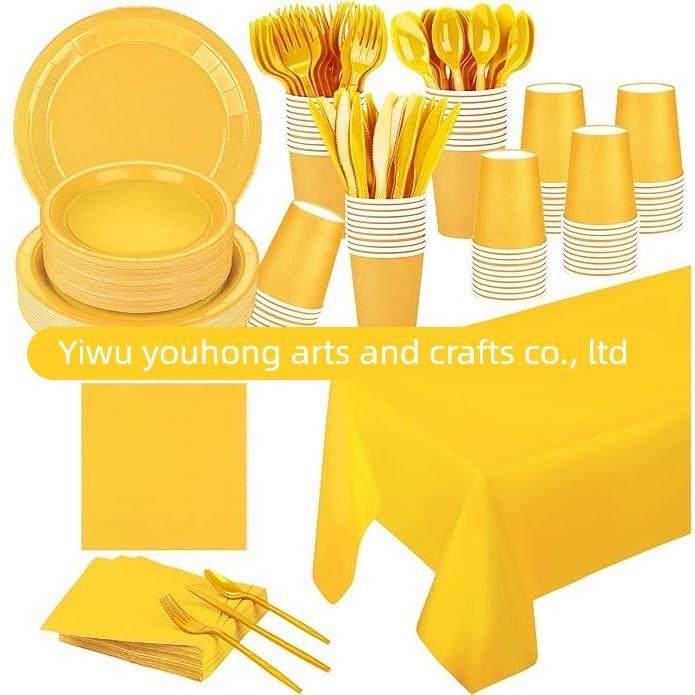 Disposable Paper Plates Bowl Set Birthday Party Decoration