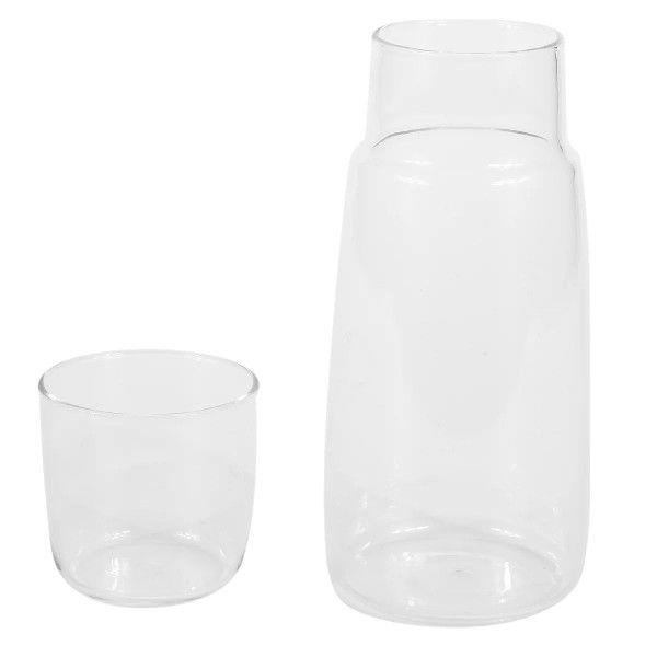 Clear Bedside Water Carafe Set with Tumbler Glass for