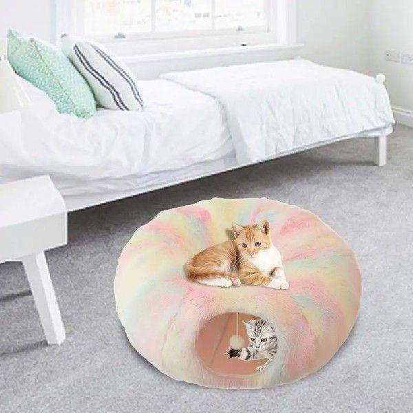 Tunnel Bed For Indoor Cat Donut Cat Beds Plush Cat Cave