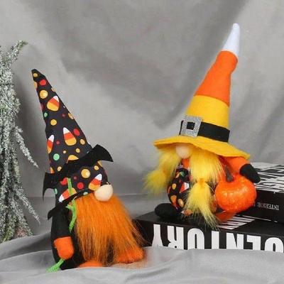 Halloween Gnome Doll Plush Faceless Elf Figure with Bat
