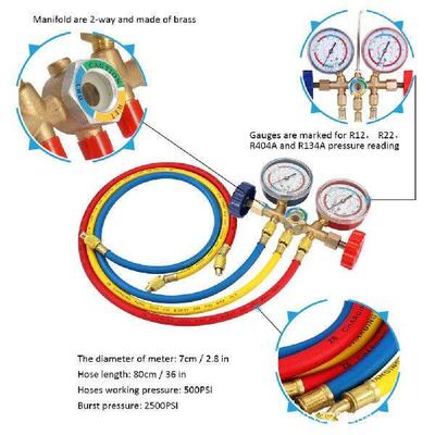 Refrigerant Manifold Gauge Set 3 Way AC Diagnostic Manifold