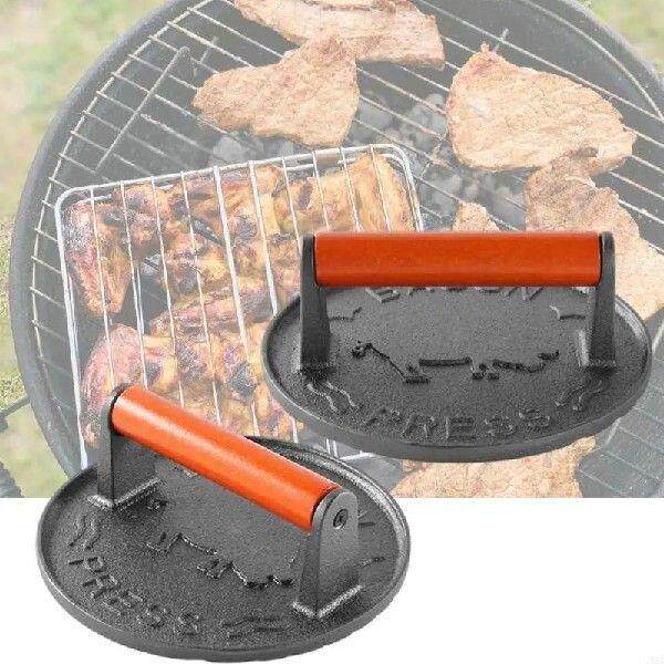 L38A Cast Iron Burger Maker with Comfortable Handle