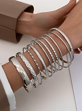 ethnic style alloy bracelet set women bangle golden 覆古手镯