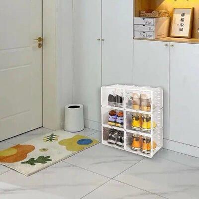 Shoe Storage Containers 6x Stackable Shoe Bin Holder Home