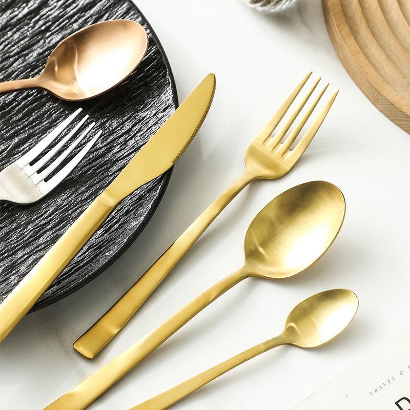 4-piece set of golden tableware knife, fork, spoon factory