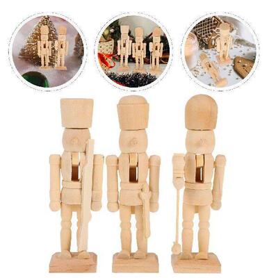 3 Pcs Puppet White Embryo Walnut Soldier Nutcracker Puppets