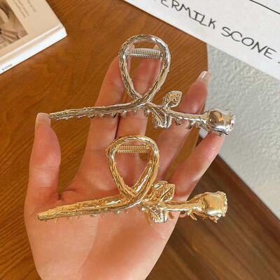 Elegant and Elegant Large Metal Rose Clip Ponytail Hairpin B
