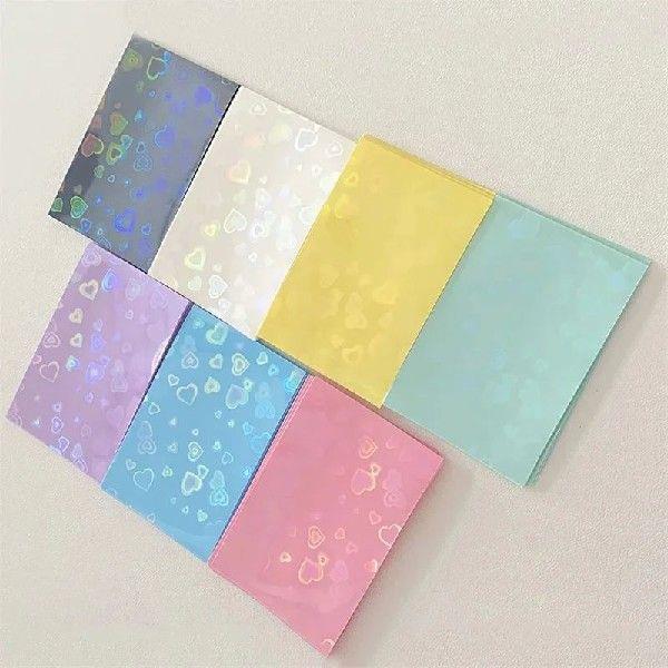 50Pcs Kpop Card Sleeves Card Holder 61*91mm Heart Bling Phot