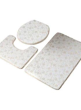 3 Pieces Bathroom Rugs Set with Toilet Lid Cover Floors Rug