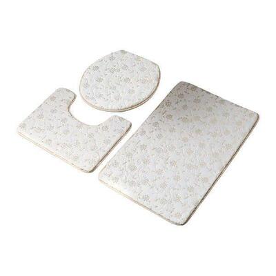 3 Pieces Bathroom Rugs Set with Toilet Lid Cover Floors Rug