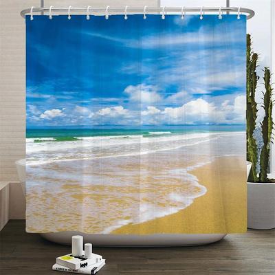 3d Beach Scenery Shower Curtains Sea Ocean Mediterranean Bat