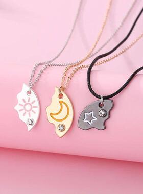 3 Piece Set Sun Moon Star Pendant Necklace Best Friend Bff F