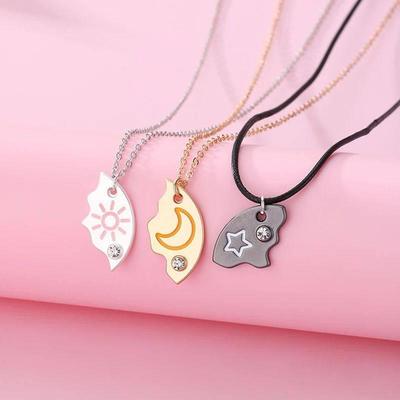 3 Piece Set Sun Moon Star Pendant Necklace Best Friend Bff F