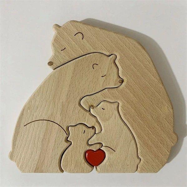 A14M Personalized Bear Family Names Puzzle, Custom Wooden