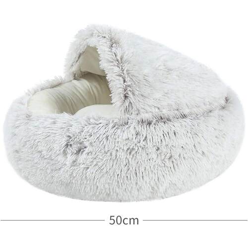 2 In 1Pet Dog Cat Bed Round Plush Cat Warm Bed House Soft Lo