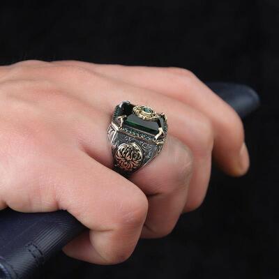 Retro Handmade Turkish Signet Ring for Men Vintage Silver Co