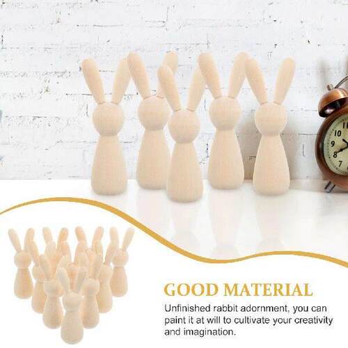 10 Pcs Rabbit Miniature Log Color Toy Head Wooden Man DIY