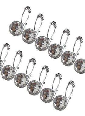 12 Pcs Double Rhinestone Shower Curtain Hook Hangers Hooks