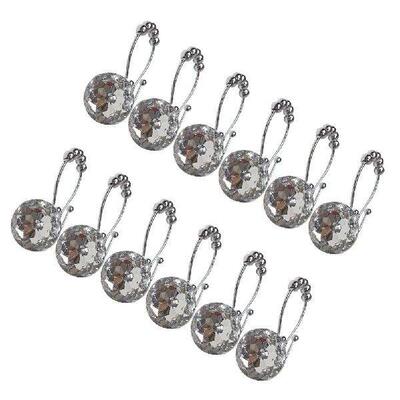 12 Pcs Double Rhinestone Shower Curtain Hook Hangers Hooks
