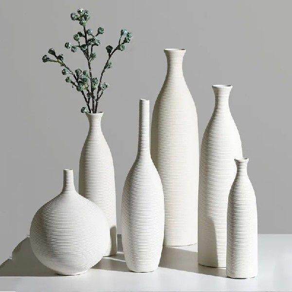 Modern Simple White Ceramic Vase Decoration Dry Flower