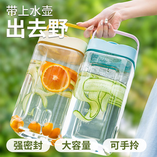 大容量冷凉水壶饮料家用凉茶壶塑料泡茶桶户外便携按压出水 25新款