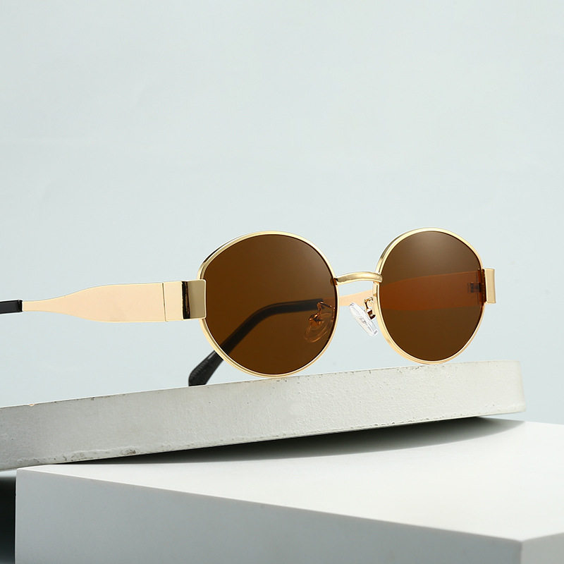 2026复古猫眼港风金属椭圆形墨镜户外女款防晒高级感小框太阳眼镜