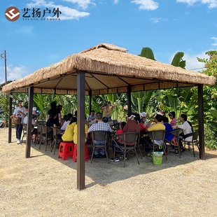 小院遮阳棚户外茅草帐篷遮阳棚雨棚大型农家乐小院民宿庭院露天摆