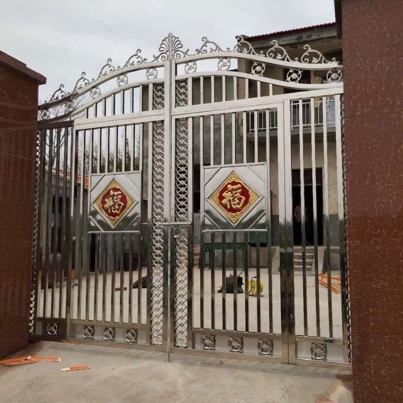 农村大门304不锈钢庭院门围墙大门农村铁艺门别墅门对开门小区院