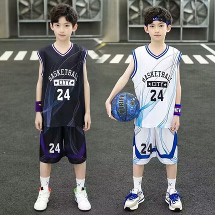 全棉纯棉儿童篮球服运动背心套装男童24号科比球衣小学生训练速干