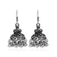 Hot-selling ethnic-style earrings, alloy, retro carved beaded tassels, Indian jhumka earrings for women thumbnail 4
