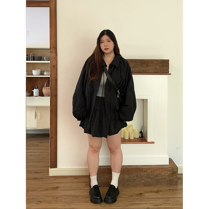 肉丸想变瘦肉丸微胖大码美式复古户外工装夹克宽松百搭薄款外套