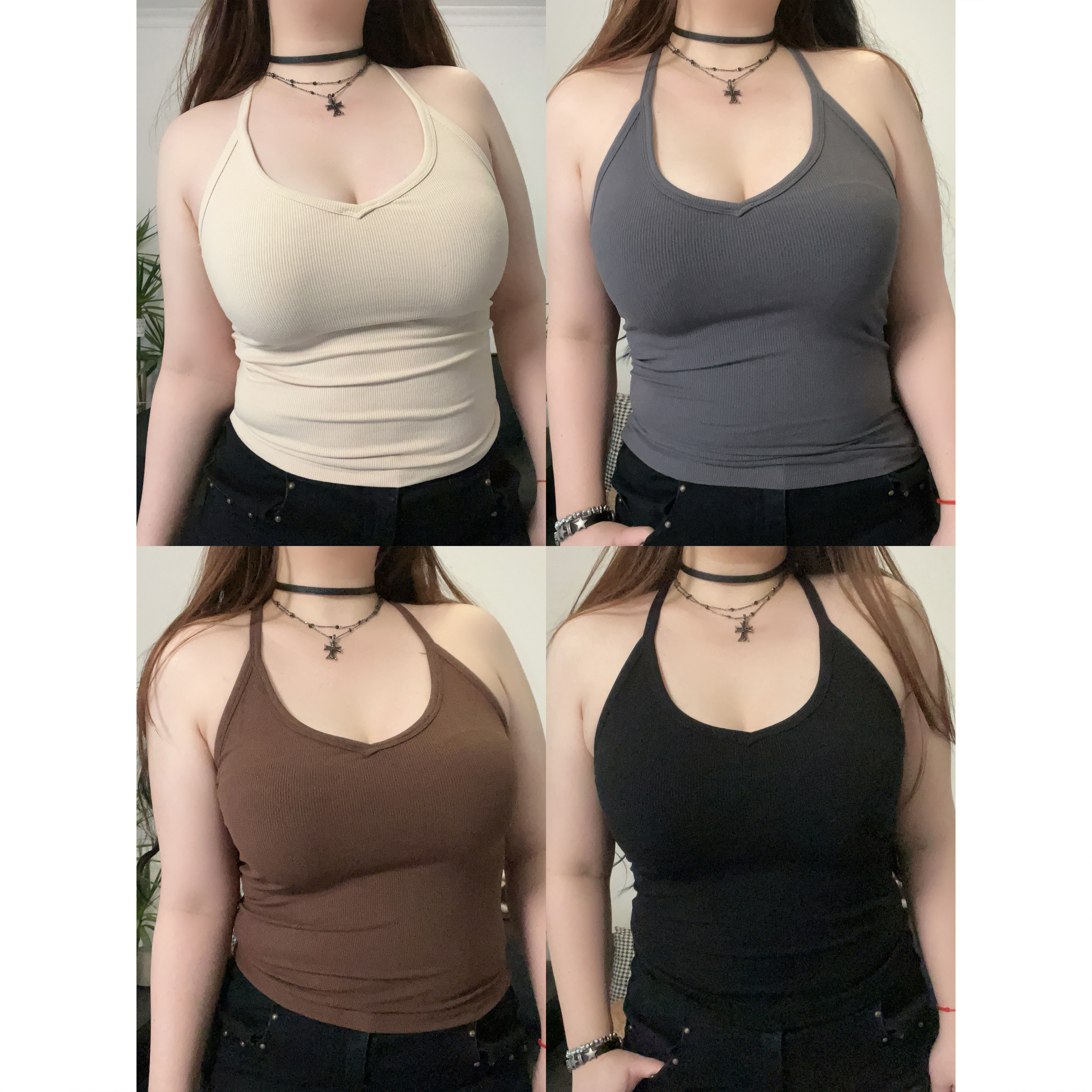 大码弹力四色基础工字背心吊带